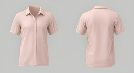Pink Short Sleeve Shirt Mockup - Front and Back View