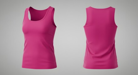 Pink Women's Sleeveless Tank Top Mockup - Front and Back Views