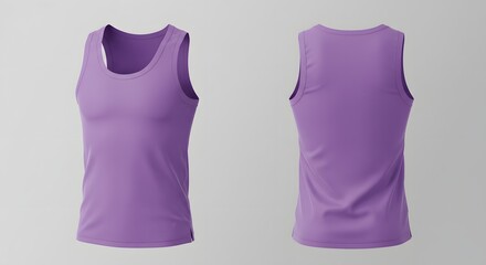 Purple Men's Tank Top Mockup - Front and Back View