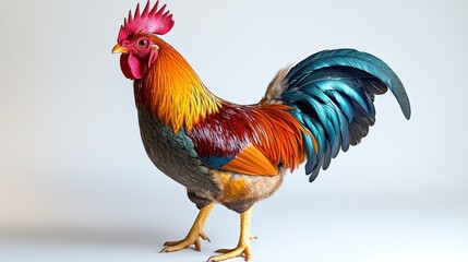 Fototapeta premium Colorful rooster in profile, vibrant plumage