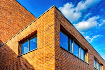 Modern Brick Wall Angular Windows Blue Sky Architecture