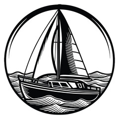 A sleek sailboat vector silhouette with crisp lines, capturing the essence of smooth sailing and adventure on open waters—minimalist, bold, and perfect for nautical themes.
