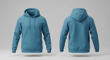 Teal Hoodie Mockup: Front and Back View