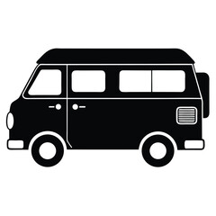 Black campervan side view silhouette icon