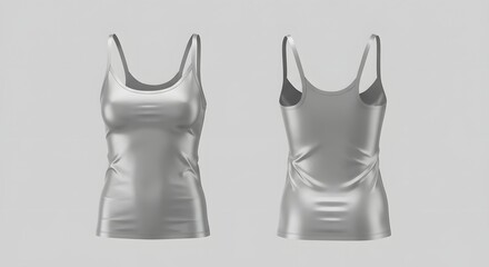 Silver Women's Sleeveless Tank Top Mockup - Front and Back View
