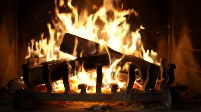 暖炉の炎：冬の夜に灯る静かなぬくもり