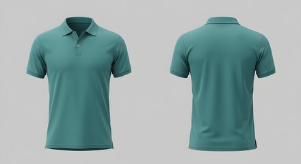Teal Polo Shirt Mockup - Front and Back View