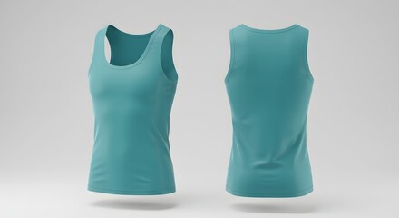 Teal Women's Sleeveless Shirt Mockup - Front and Back View