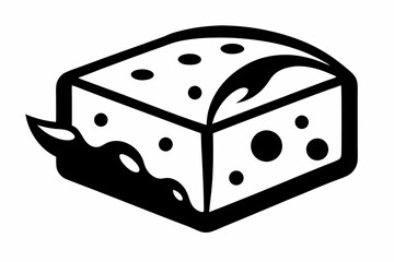 Stylized block of cheese with dripping liquid art  vector, silhouette, illustration, horizontal, isolated assets,