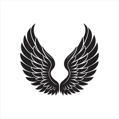 Black Angel Wings Silhouette Vector