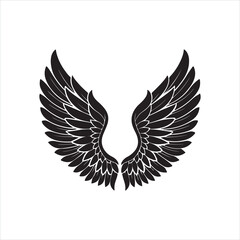 Obraz premium Black Angel Wings Silhouette Vector
