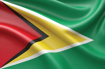 Flag of Guyana waving in the wind, a national symbol