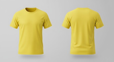 Yellow T-Shirt Mockup: Front and Back Views