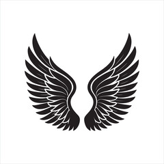Black Angel Wings Silhouette Vector