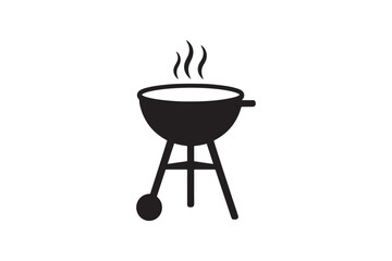 Barbecue grill silhouette vector art illustration on white background