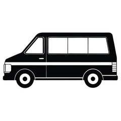 Black minivan side view icon silhouette