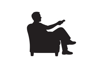 Couch remote silhouette vector art illustration on white background