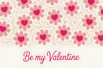Be my valentine floral hearts pattern design