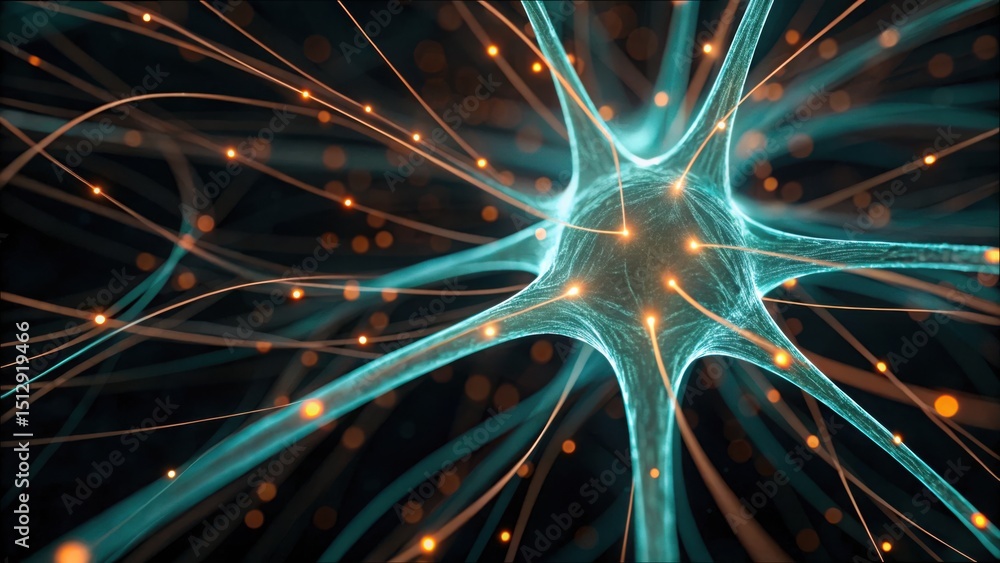 Aufkleber glowing fiber optics close-up mapping neural connections in detail
