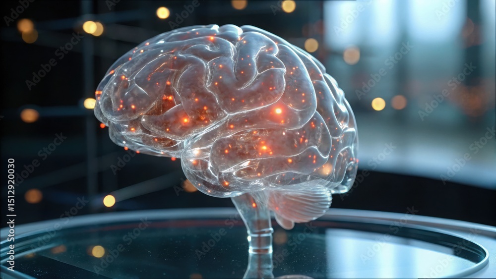 Aufkleber synthetic brain model with glowing neural connections in vivid detail