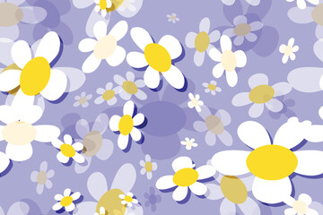Seamless vector floral pattern with daisies, perfect for spring and summer nature-inspired designs