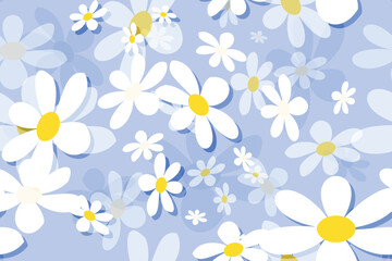 Seamless vector floral pattern with daisies, perfect for spring and summer nature-inspired designs