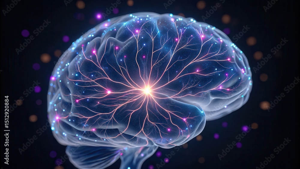 Aufkleber digital synaptic storm inside brain in gigapixel low resolution v2