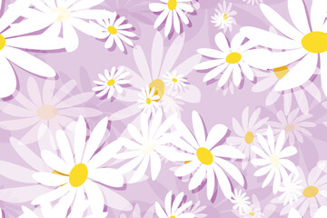 Seamless vector floral pattern with daisies, perfect for spring and summer nature-inspired designs
