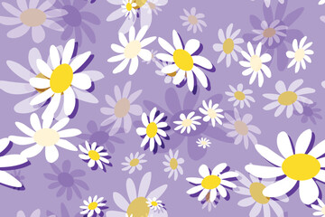 Seamless vector floral pattern with daisies, perfect for spring and summer nature-inspired designs