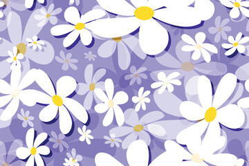 Seamless vector floral pattern with daisies, perfect for spring and summer nature-inspired designs
