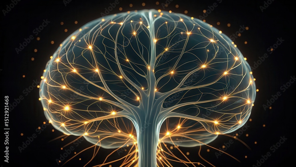 Poster Artistic Representation of Neuron Pathways in the Brain Network