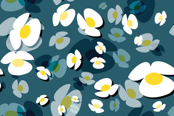 Seamless vector floral pattern with daisies, perfect for spring and summer nature-inspired designs