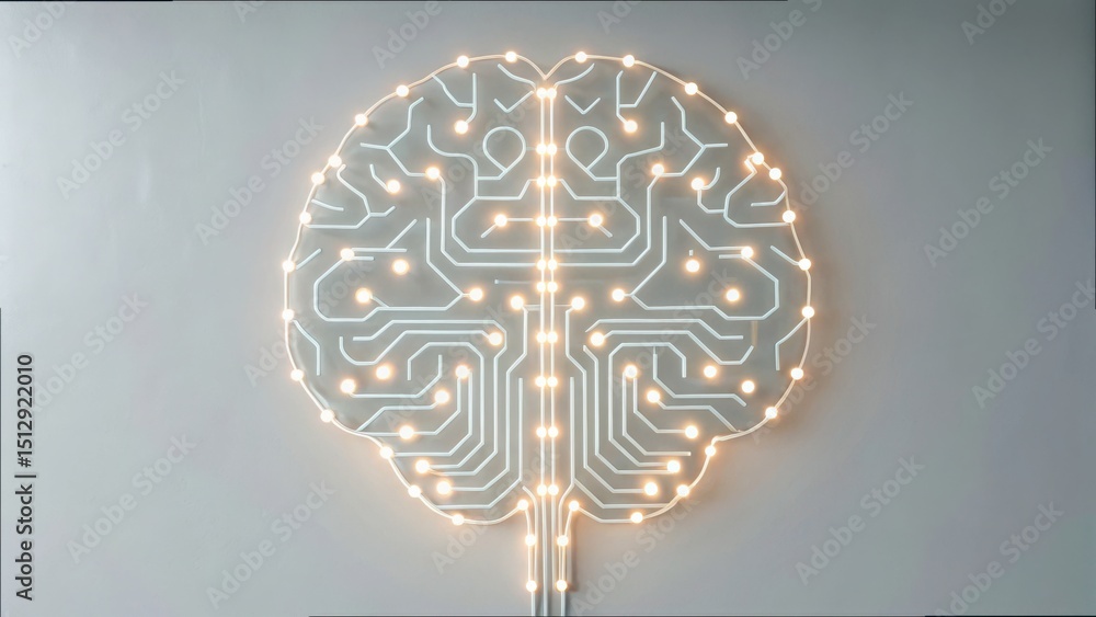 Poster Artistic Brain Design with Circuit Patterns and Glowing Lights