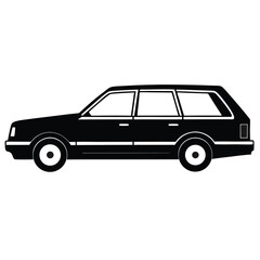 Fototapeta premium Black station wagon side view silhouette icon