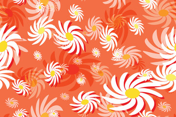 Seamless floral pattern with white and yellow daisy flowers, a beautiful spring nature illustration design