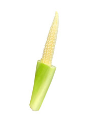 green baby corn isolate on white.