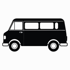 Side view black van icon silhouette