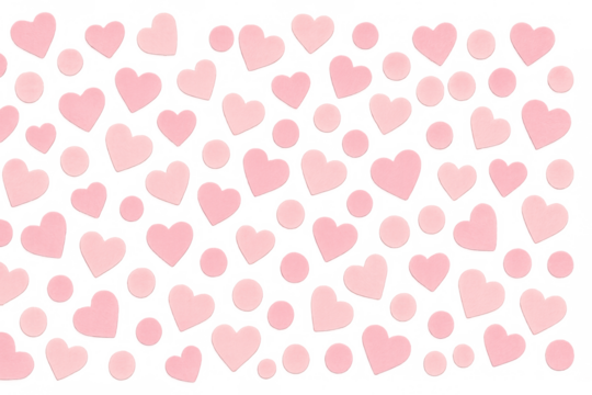 Romantic pink hearts and circles creating a festive and loving atmosphere on a transparent background