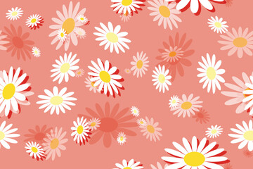 Seamless summer floral pattern with daisy blooms and white petals, a beautiful nature-inspired illustration for your spring design