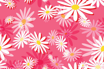 Seamless floral pattern with camomile flowers, a beautiful daisy illustration for spring and summer nature designs