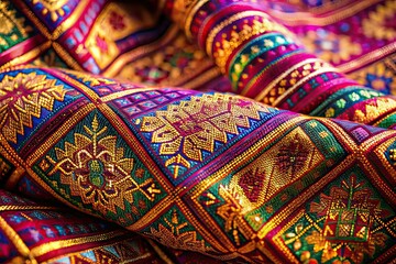 Thai Silk Textile Close-up - Low Light