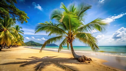 Tilt-Shift Sandy Beach Coconut Palm Thungwualaen Chumphon Thailand
