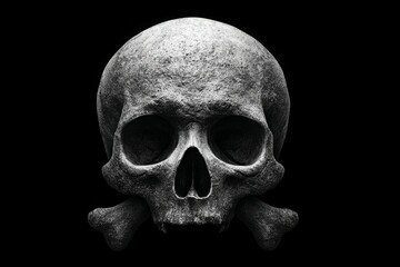 Skull and crossbones in a dark background. Halloween day background concept