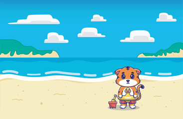 A sweet and playful illustration of two cute tiger with their paws forming a heart shape, symbolizing love and friendship, perfect for romantic design, animal themed design, pet lovers, stickers etc.