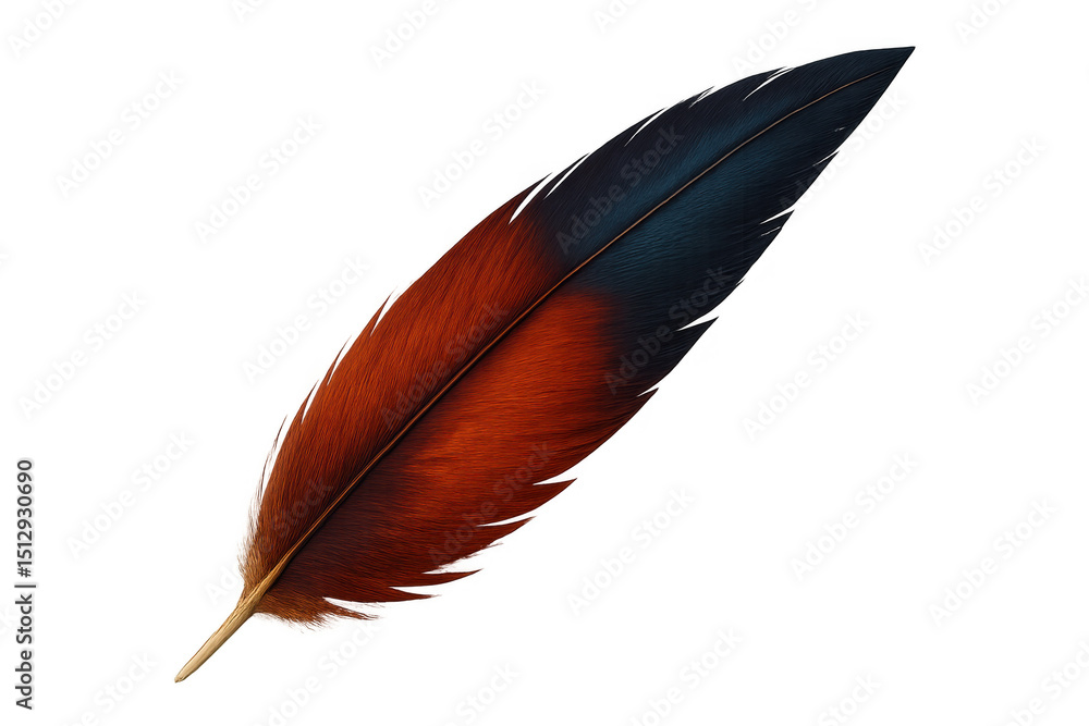 Poster red and blue feather with transparent background, creating a striking visual element for various des