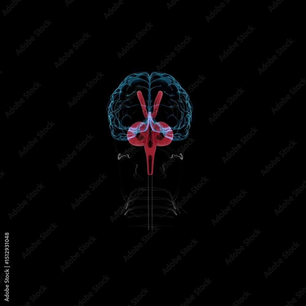 Poster digital visualization of human brain in 3d rendering showing side and top anatomical views