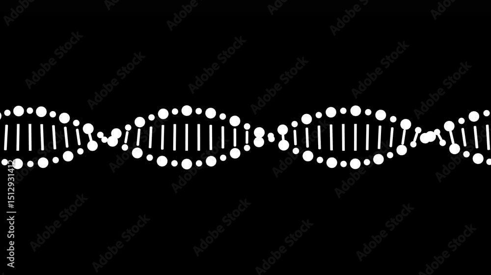 Aufkleber dna helix visualization: black and white minimalist molecular design with circular patterns