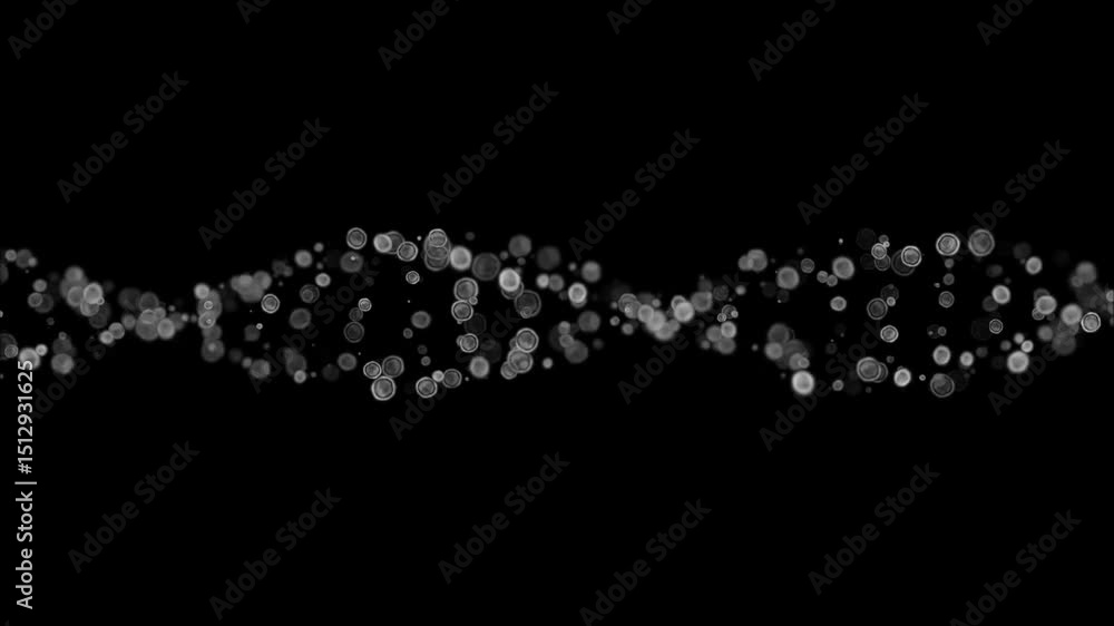Poster abstract black and white bokeh pattern with floating circles on dark background