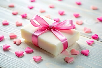 White Soap Gift Set, Pink Bow, Heart Background, Gift Ideas, Natural Soap, Pastel,  Soap Gift,  Luxury Soap,  Heart Design,  Present,  Pink,  White,  Soap,  Gift Set,  Natural,  Bow,  Hearts,  Beautif