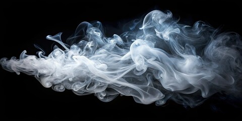 White Smoke Night Photography - Black Background AI Art
